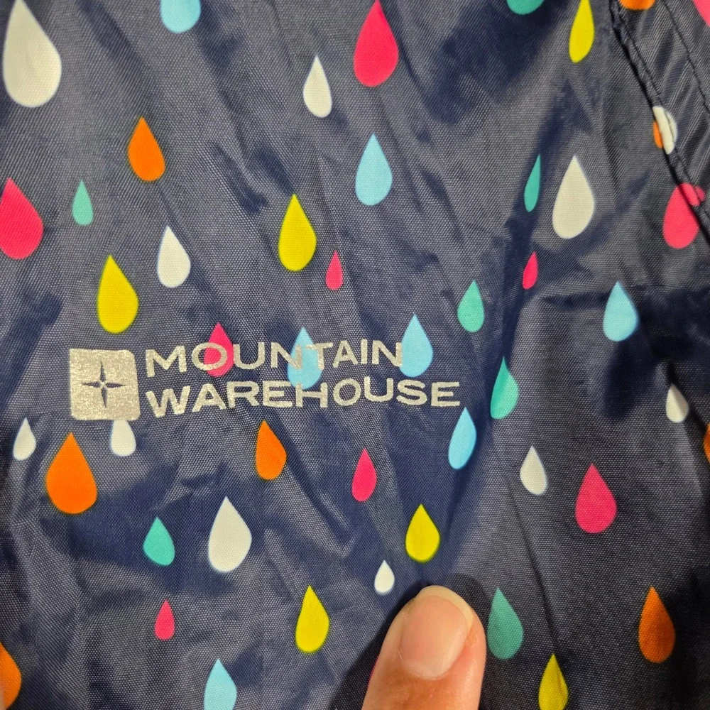 Mountain Warehouse Kids Rain Jacket Navy Multicolor Raindrop Windbreaker‎ 11-12Y